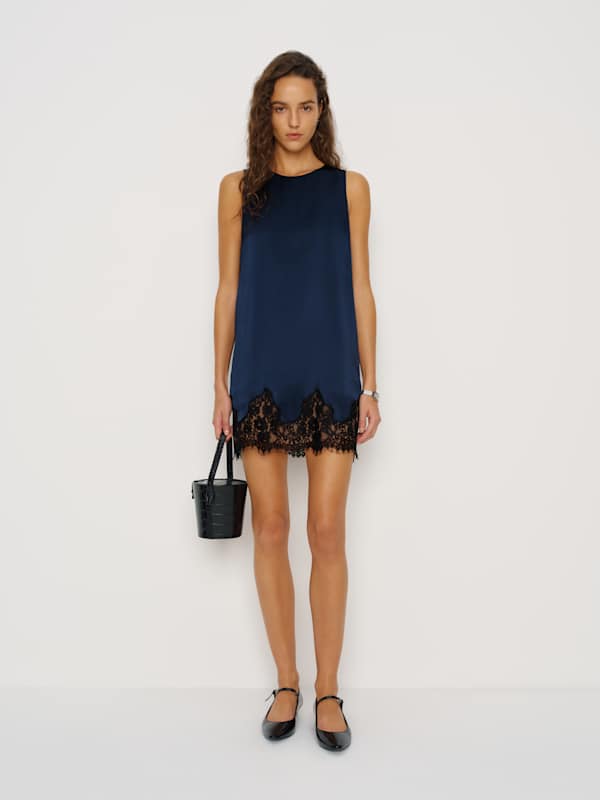 Jessalyn Silk Dress - Navy